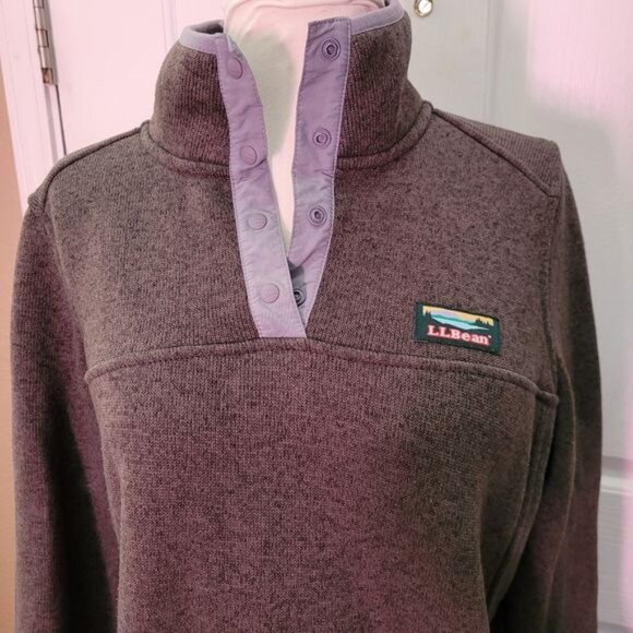 L.L. Bean Sweaters - LL bean Women's Snap Sweater Green Gray Grey Medium Pullover Fall Winter Hiking